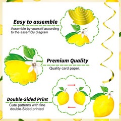 20 PCS Lemon Hanging Swirls Decorations Citrus Ceiling Summer Fruit Party