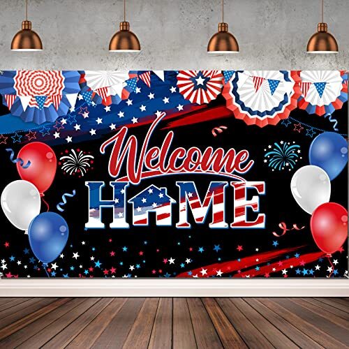Welcome Home Banner Decoration Patriotic Welcome Home Backdrop Large Fabric