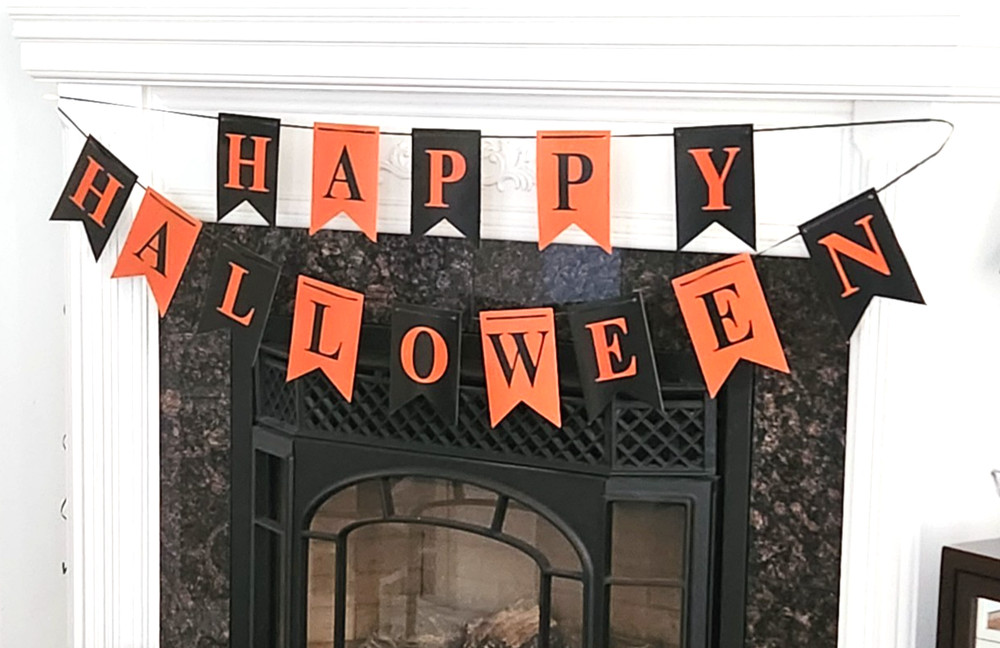 Banner » HAPPY HALLOWEEN» Bunting Orange Black Cardboard Paper