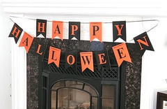 Banner » HAPPY HALLOWEEN» Bunting Orange Black Cardboard Paper