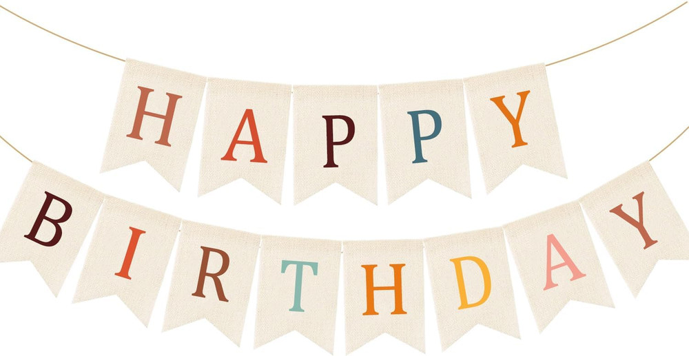 Happy Birthday Burlap Banner Boho Birthday Garland Bunting Bohemian Party Hangin