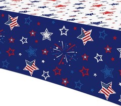 Disposable Stars & Stripes Tablecloth Set – Easy Cleanup for Patriotic Picnics