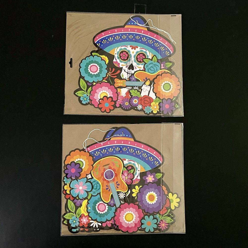 Wall Decor Halloween Mobile Hanging Skull Party Floral Sombrero Hat Skeleton