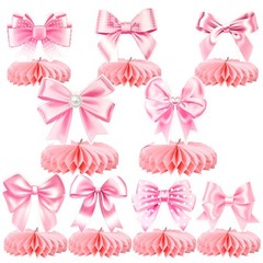 9 PCS Pink Bowknot Honeycomb Table Centerpieces Baby Shower Birthday Decor