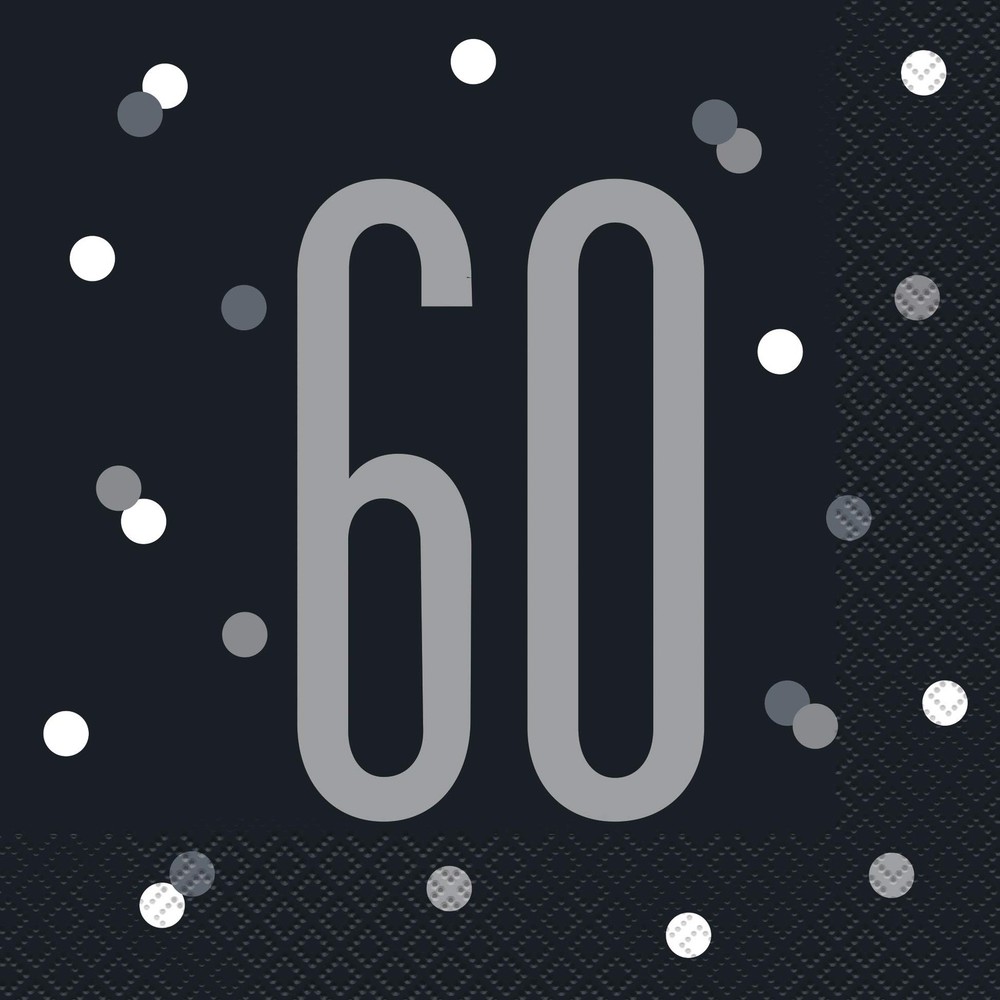 Unique 83548 Black Polka Dots 60th Birthday Luncheon Napkins Disposable