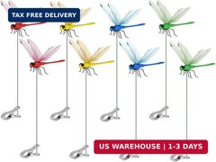 8 Pack Dragonfly Clips, 3D Simulation Fake Dragonflies Decoration for Garden Sta
