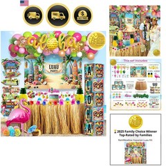 Lahau Party Decorations Set 180 Pcs Luau Birthday Background Balloons Signs