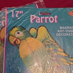 3 VTG Beistle Parrot Hanging Art Tissue Decoration Tropical Party 17″