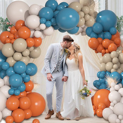 149Pcs Dusty Blue Burnt Orange Balloon Arch Garland Kit Different Sizes 18 12 10