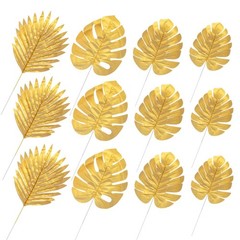 Artificial Palm Leaf Plastic 20 Pack Gold Tropical Leaf Decor Wedding Party Vase