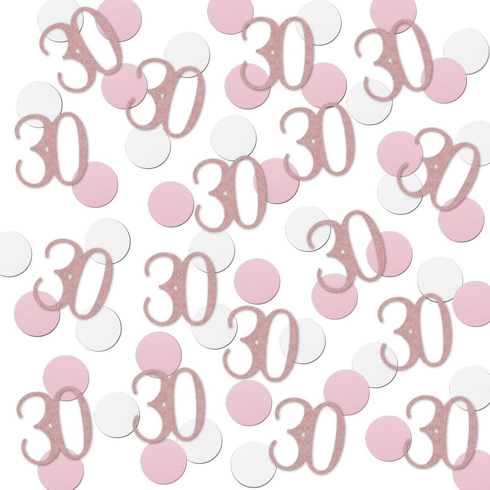 200 PCS Rose Gold 30 Confetti 30th Glitter Birthday Number Anniversary Table