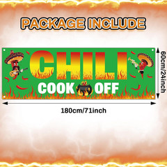 Chili Cook off Decorations Banner 71 X 24 Inches Green Hot Pepper Contest Banner
