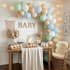 Pastel Blue Green Baby Shower Balloons, 50Pcs 12 Inch Light Green Baby Blue S…