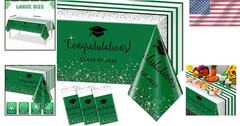 Modern Graduation Table Covers, 3 Pack Green & Black, Perfect for Parties 108×54