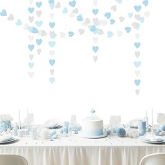 Blue White Silver Party Decorations – 52Ft Heart Paper Garland Decoration Chr…
