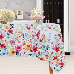 LUSHVIDA Easter Fabric Rectangle Table Cloth 60 x 84 Inch Polyester Easter Fl…