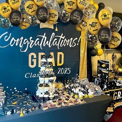 Graduation Balloons for Class of 2025 – Gold and Black Grad Latex Confetti Ballo