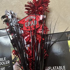Graduation Congrats Grad Centrepiece Decorations Red Black White Foil Plastic