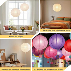 2Pcs round White Paper Lantern Lampshade, 12″X12» Chinese Japanese round Hangin