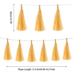 30 x Dark Yellow Tassel Garland Banner with Rope