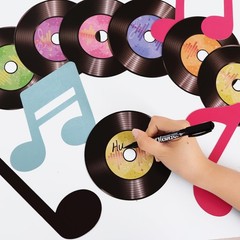 48 Pcs 70s 80s 90s Disco Records Paper Cutouts 100 Pcs Glue Points Decoration