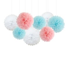 9Pcs Mixed Tissue Paper Pom Poms Hanging Wedding Birthdays Party Decor
