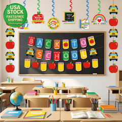 17Pcs Back to School Decorations Set Banners Hanging Swirls Garland Classroom