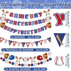 Homarkable Pre-Strung Baseball Party Decorations with Concessions Blue&red