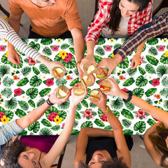 4Pcs Luau Party Decorations, 108″ X 54″ Floral Leaf Tablecloth, Disposable Plast