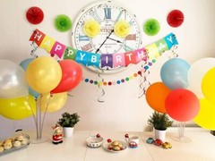 44pcs Birthday Party Decorations, Banner, Paper Fan, Garland, Swirl, Balloons