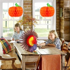 KatchOn, Paper Pumpkins and Turkey Centerpiece – Pack of 3 | Orange