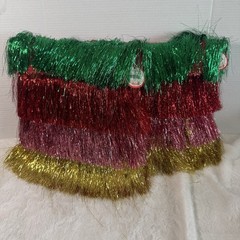Packed Party Metallic Tinsel Fringe Decoration Red Green Gold Pink 14×14 New