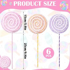 6 PCS 16 Inch Large Candy Party Decoration Giant Lollipop Props Macaron