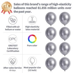 110pcs Metallic silver Balloons, Metallic silver Latex Balloons 12 inch, silv…