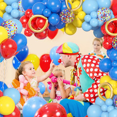 123Pcs Red Yellow Blue Balloons Garland Includes Foil Confetti Mixed Sizes Latex