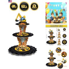 Construction Birthday Decorations 3 Tier Construction Theme Cupcake Stand Car…