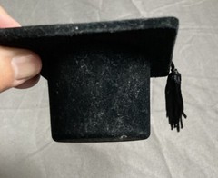 Black Graduation Cap Light Paper Weight Attached Tassel 2 3/4” Square