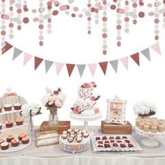 Rose-Gold Pink Silver Party Decorations – 52Ft Paper Rose-gold