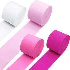 Valentines Day Party Supplies 4 Rolls Pink and White Crepe Paper Streamers fo…