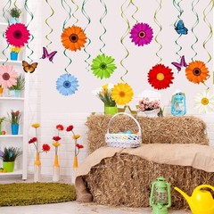 48 Pieces Spring Sun Flowers Butterfly Hanging Swirl Decorations Spirals…