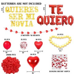 Quieres Ser Mi Novia Light Up Letters Proposal Decorations, 17Pcs 6.3″ Letter…