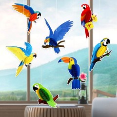 Hawaiian Honeycomb Birds, 10Pcs Hanging Decor, Beach Party Classroom