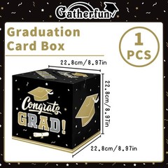 Graduation Decorations 2026 Card Box Black Gold Classic Paper Party Supplies