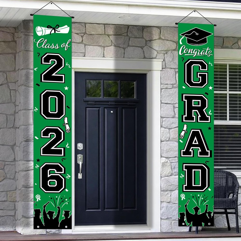 Graduation Decorations 2026, Green Door Porch 70.9 x 11.8 inches,