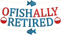 Pre-Strung Ofishally Retired Glitter Banner – Funny Retirement Decorations for M