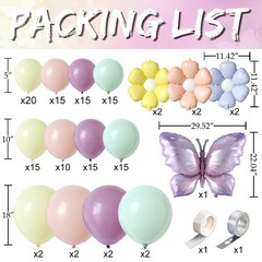 Spring Floral Butterfly Balloon Arch Kit,137Pcs Pastel Lavender Purple Yellow…