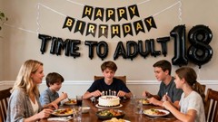 18th Birthday Decorations Black Time to Adult Balloons Banner 18th Birthday G…