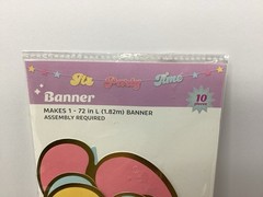 It’s Party Time String Banner Retro Font 72” Pink Blue Yellow Trimmed In Gold