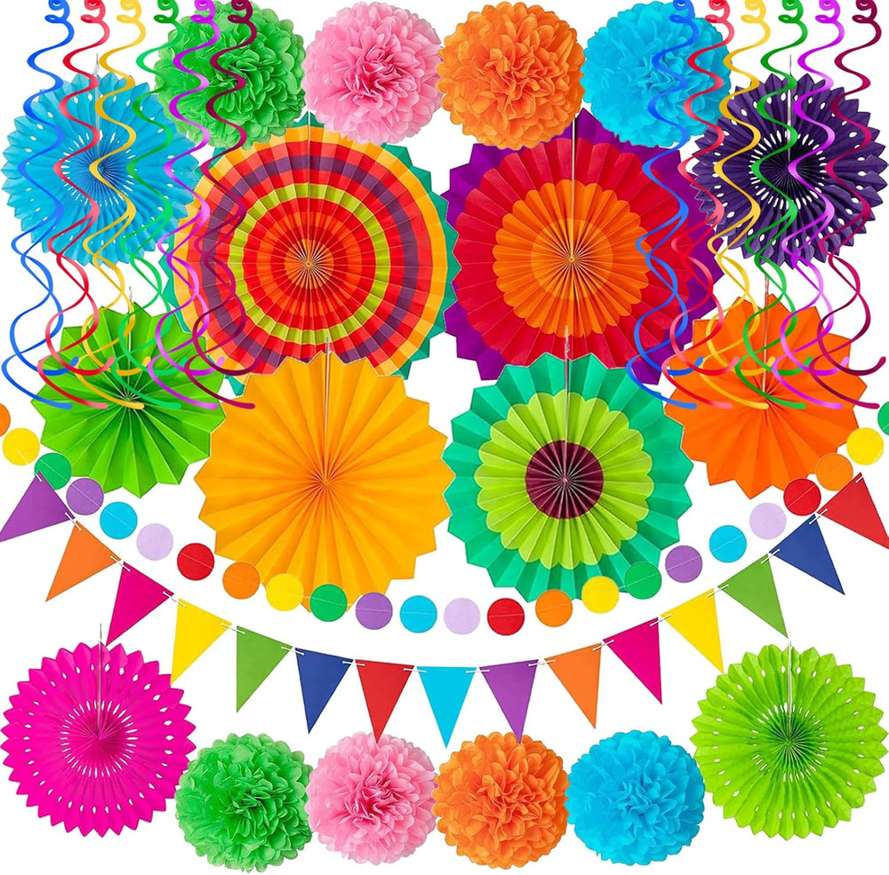 32Pcs Cinco De Mayo Decorations Fiesta Party Decorations Multi-Color Paper …