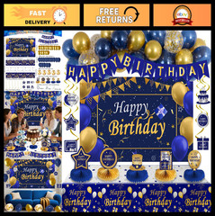 Blue and Gold Birthday Party Decorations